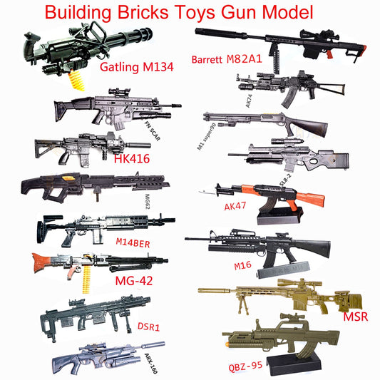 1:6 Scale Toy Gun Model M134 MG42 AK47 98K Rifle Puzzles Building Bricks Assembly Gun Model PUBG Weapon For Action Figure