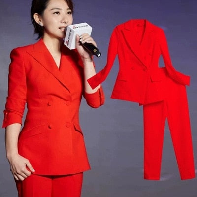 Autumn Korean Professional Slim Small Suit Women Pants Suit Temperament Suit Jacket 2 Pieces Set Female Wear To Business Suits