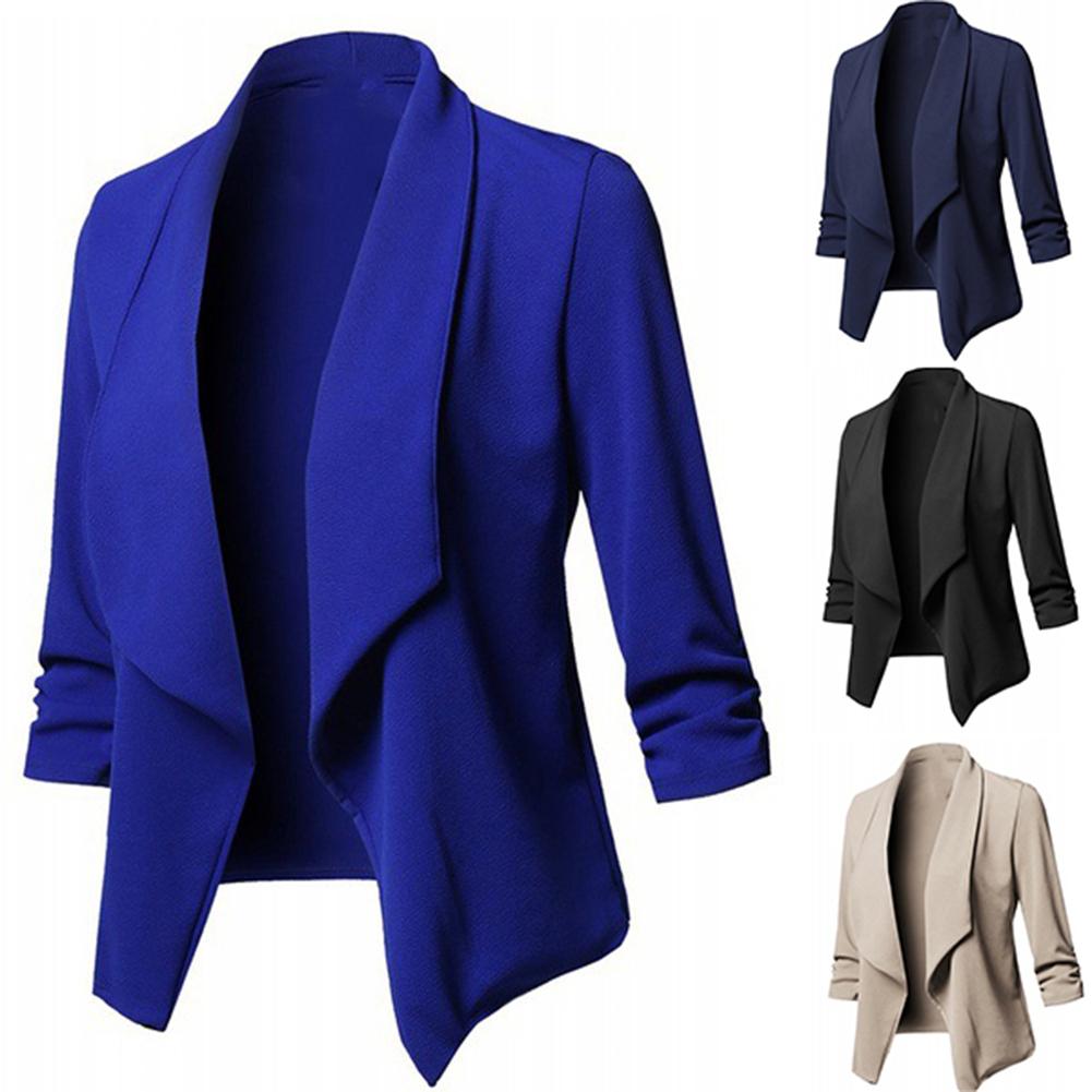 Business Office Women Blazer Solid Color Long Sleeve  Blazer Lapel Open Front Short Suit Jacket For Women's Coat