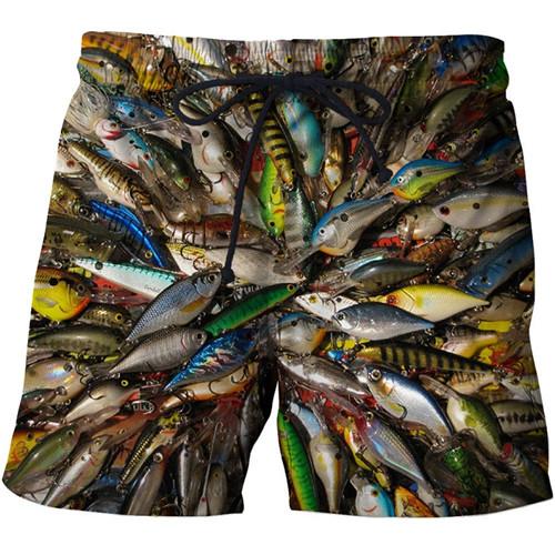 Swim shorts swim pants beach board 3d printed fish swim shorts quick dry pants swimsuit men's casual running shorts