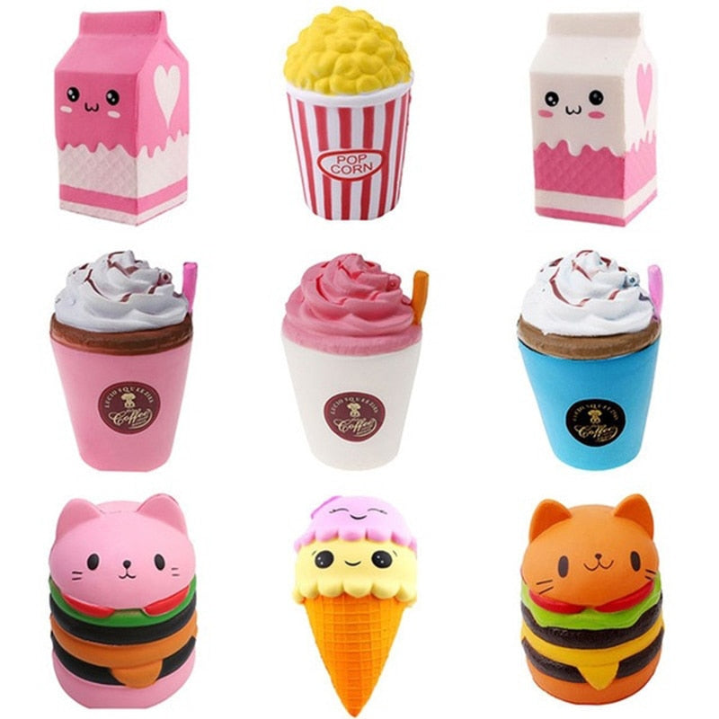 Jumbo Cute Popcorn Cake Hamburger Squishy Unicorn Milk Slow Rising  Squeeze Toy Scented Stress Relief for Kid Fun Gift Toy