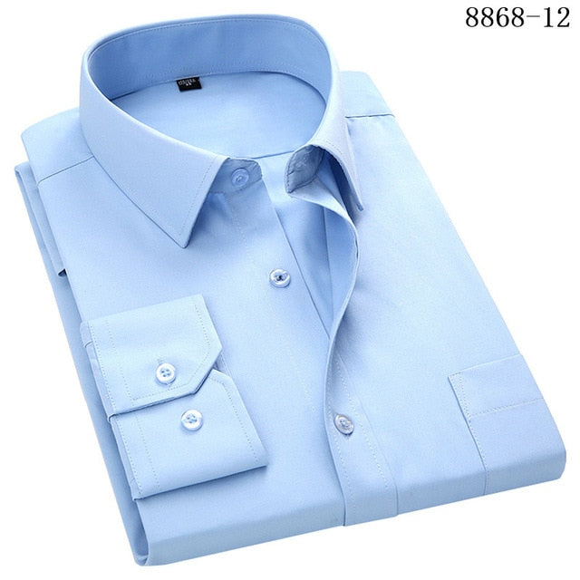 4XL 5XL 6XL 7XL 8XL Large Size Men's Business Casual Long Sleeved Shirt White Blue Black Smart Male Social Dress Shirt Plus
