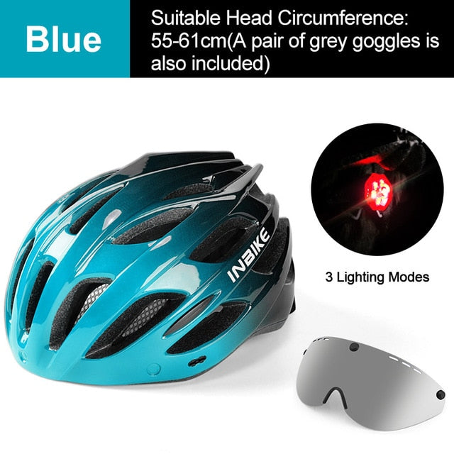 INBIKE Light Bicycle Helmet Safe Hat For Men Women Specialized MTB Road Bike Helmet with Taillight Sport Riding Cycling Helmet