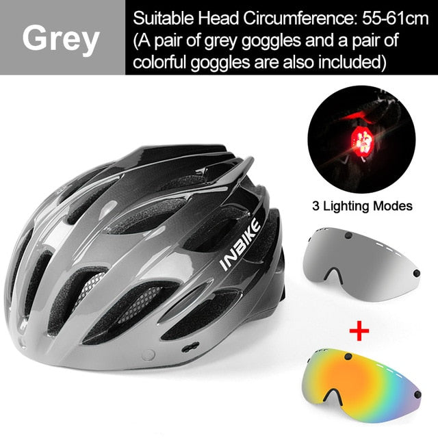 INBIKE Light Bicycle Helmet Safe Hat For Men Women Specialized MTB Road Bike Helmet with Taillight Sport Riding Cycling Helmet
