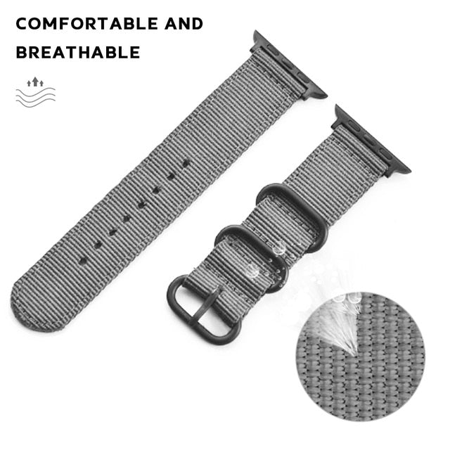 Hot Sell Nylon Watchband for Apple Watch Band Series 5/4/3/2/1 Sport Leather Bracelet 42mm 44mm 38mm 40mm Strap For iwatch Band