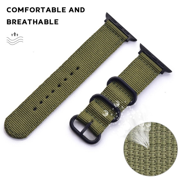 Hot Sell Nylon Watchband for Apple Watch Band Series 5/4/3/2/1 Sport Leather Bracelet 42mm 44mm 38mm 40mm Strap For iwatch Band
