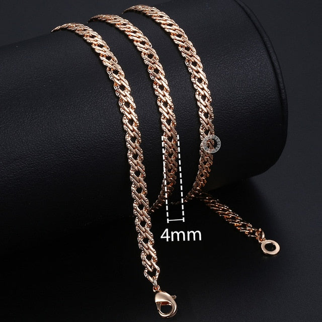 Fashion Necklace For Women Men 585 Rose Gold Venitian Curb Snail Foxtail Link Chains Necklace Fashion Jewelry 50cm 60cm CNN1