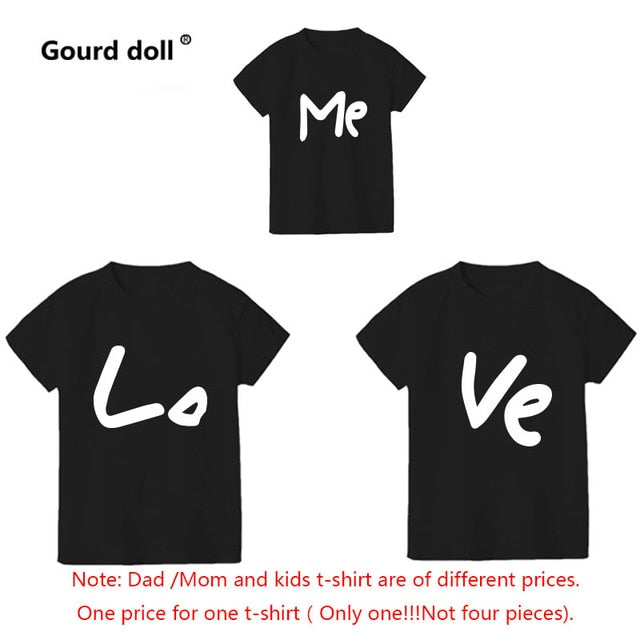 family matching clothes mother father daughter son kids baby T-shirt Parent-child Red Letter Print T-shirt Short Sleeve Tops