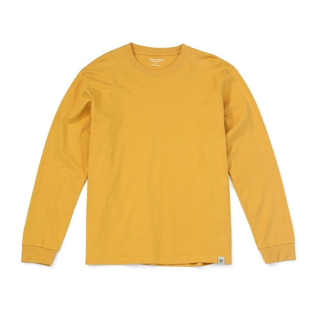 SIMWOOD 2020 Autumn new long sleeve t shirt men solid color 100% cotton o-neck tops plus size high quality t-shirt  SJ150278