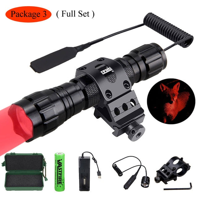 5000lm XM-L Q5 T6 Led Weapon Gun Light White Tactical hunting Flashlight+Rifle Scope Airsoft Mount+Switch+18650+USB Charger+Case