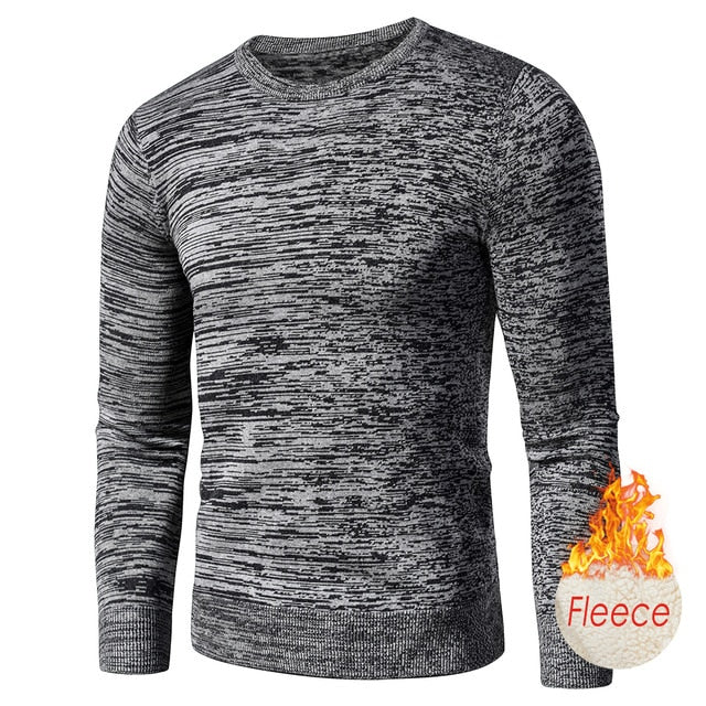 Men Autumn New Casual Vintage Mixed Color Cotton Fleece Sweater Pullovers Men Winter O-Neck Fashion Warm Thick Jacquard Sweaters