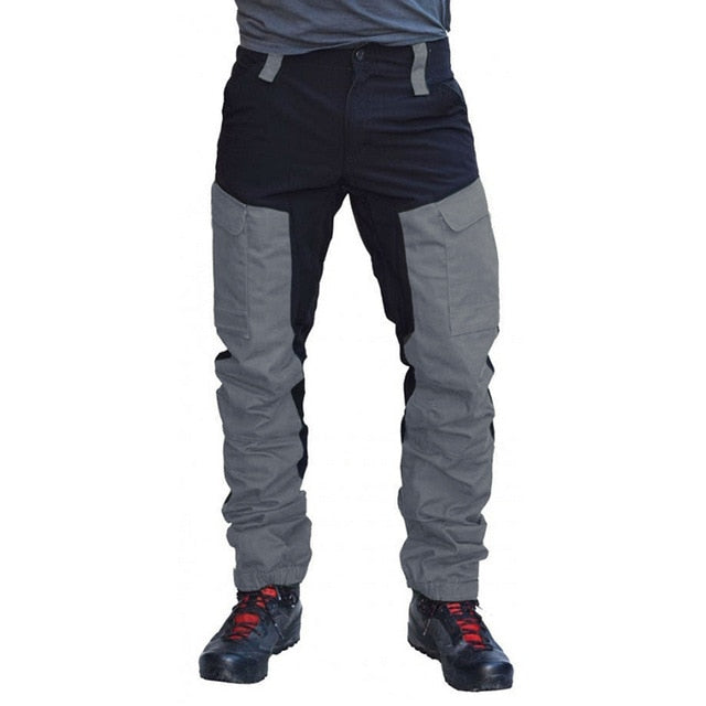 Casual Men Fashion Color Block Multi Pockets Sports Long Cargo Pants Work Trousers for Men