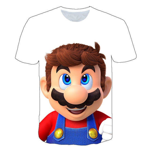 Classic Cartoon Mario 3D T-shirt New Harajuku style Classic Game Mario Bros kids clothes Mario Boys Clothes Street T-shirt
