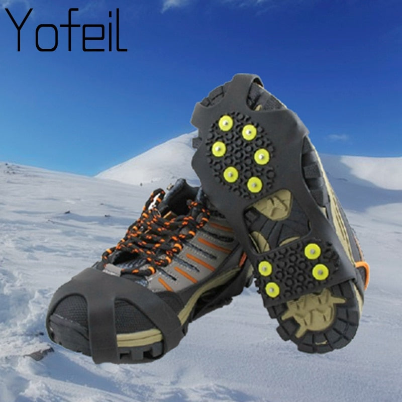 10 Studs Anti-Skid Snow Ice Thermo Plastic Elastomer Climbing Shoes Cover Spikes Grips Cleats Over Shoes Covers Crampons
