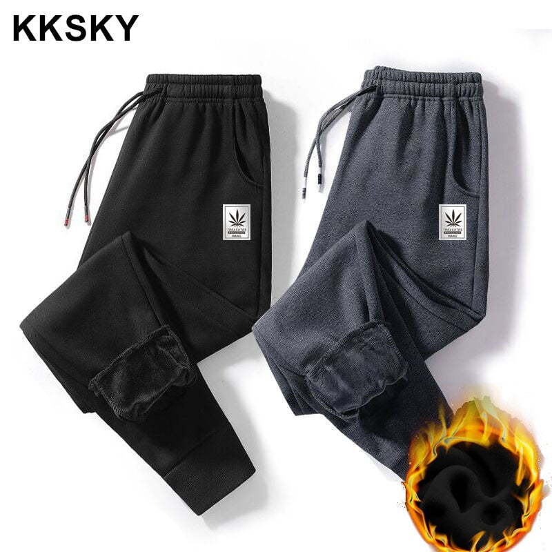 KKSKY Mens Warm Sweatpants Cotton Thick Pants Winter Oversized Joggers Man Clothing Streetwear Sports Fashion Trouser 8XL 2020