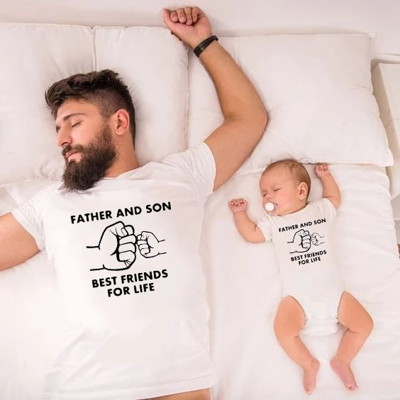Father and Son Best Friends for Life Family Matching Family Look T Shirt Baby Dad Matching Clothes Father and Son Matching