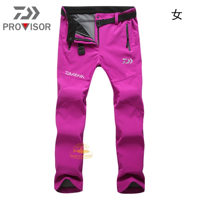 DAIWA Fishing Waterproof Pants Winter Men Outdoor Ski Sports Warm Fleece Solid Color Trousers Fishing Thick Breathable Pants