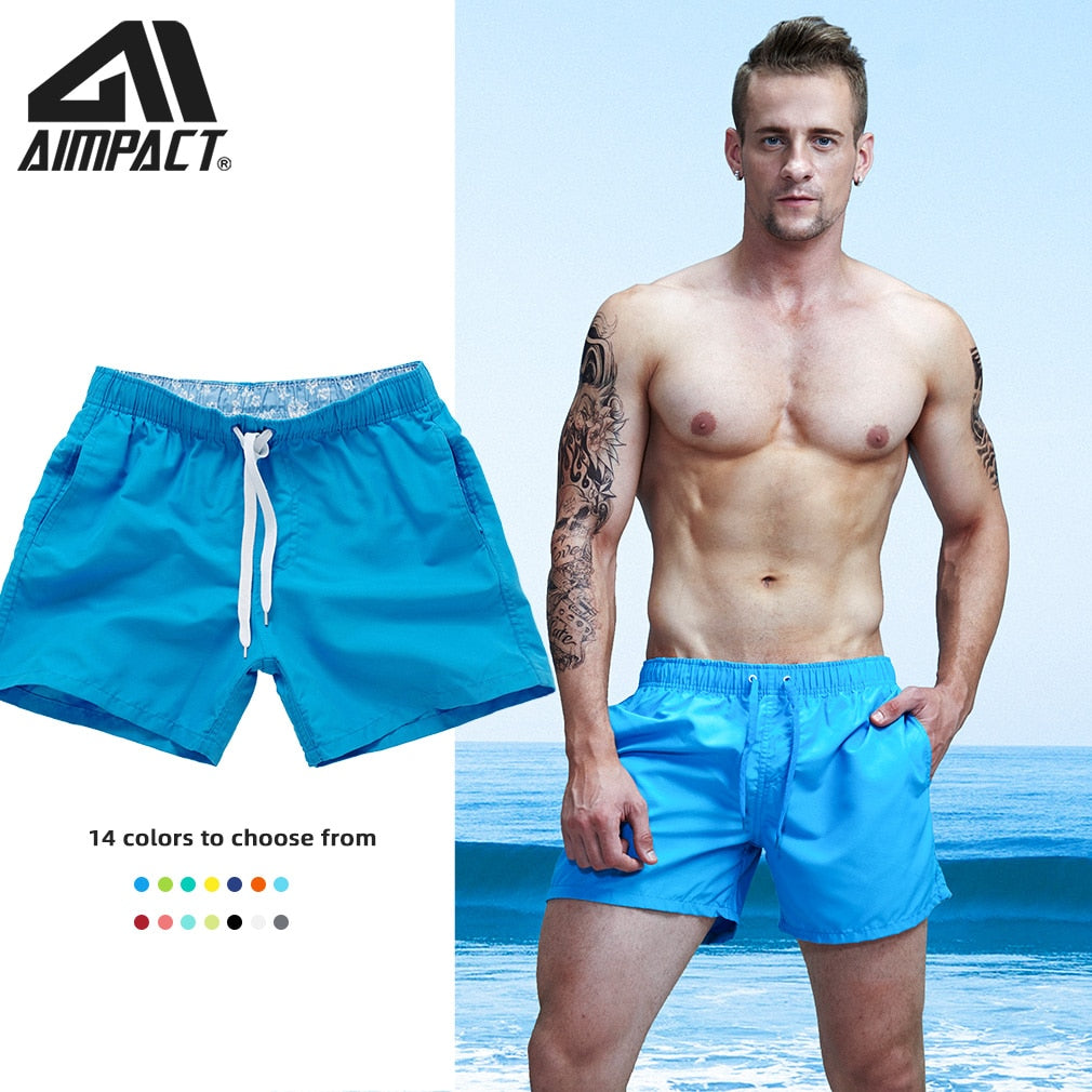 Aimpact Quick Dry Beach Shorts for Men Summer Casual Sports Briefs Beach Surf Board Shorts Swimsuit Swim Trunks Short