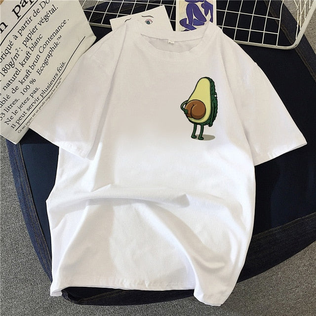 New hot sale printed kawaii cartoon T-shirt women casual graphics avocado avocado short-sleeved shirt women summer T-shirt