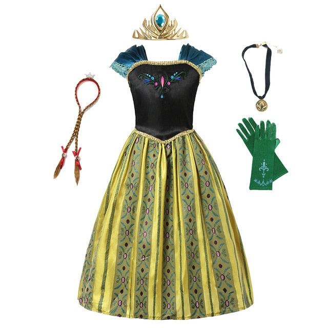 Anna Dress For Girl Kids Princess Dress Up Frock Children Carnaval Cosplay Costumes Teenager Girl Halloween Party Robe