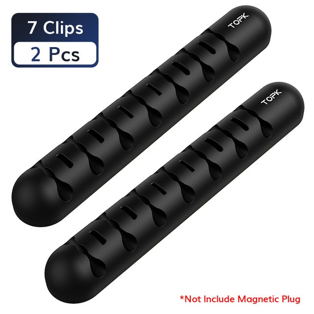 TOPK Cable Organizer & Magnetic Plug Box Silicone USB Cable Winder Flexible Cable Management Clips for Mouse Earphone Holder