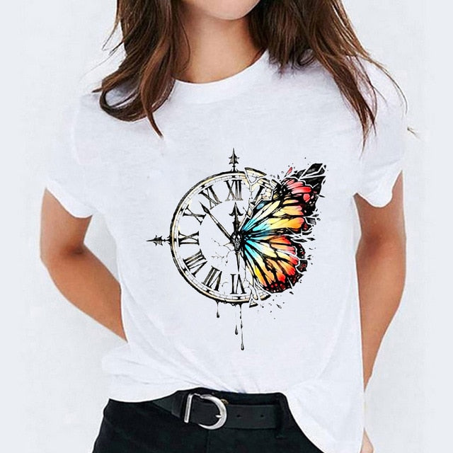 T-shirts Top for Women Watercolor Feather Bird Cartoon 90s Casual Print Lady  Womens Graphic T Shirt Ladies Female Tee T-Shirt