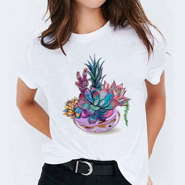 T-shirts Top for Women Watercolor Feather Bird Cartoon 90s Casual Print Lady  Womens Graphic T Shirt Ladies Female Tee T-Shirt