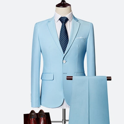 Jacket + Pant + Vest / 2020 New Men Business Slim Suits Sets Wedding Dress Three-piece Suit Blazers Coat Trousers Waistcoat