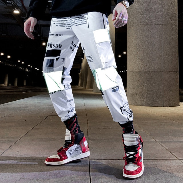 Block Pocket Patchwork Cargo Joggers Men 2021 New Streetwear Hip Hop Letter Print Harem Pants Mens Casual Trousers Sweatpants