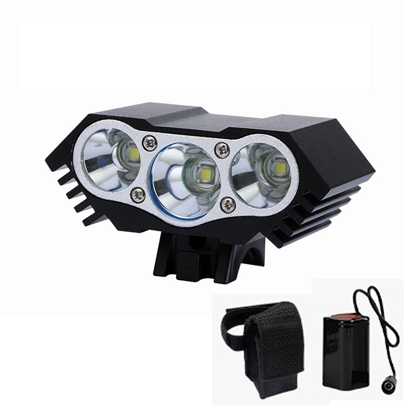 Super Bright Bicycle Front Light 3xT6 LED Outdoor MTB Road Bike Headlight Waterproof Safe Cycling Lamp With Battery Pack BC0533