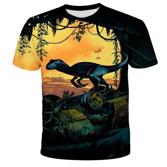 2020 Jurassic World Fallen Kingdom Cool Dinosaur Head 3D Print T shirt  Boys and girls Hiphop Tee Tshirt Boy color Clothes Drop