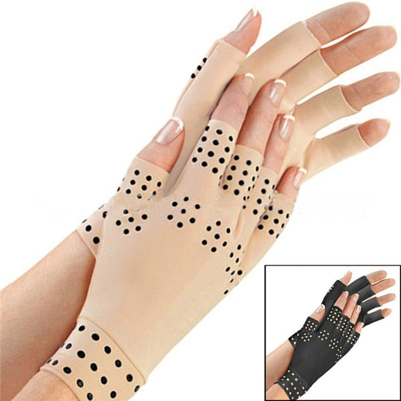 Best! Half Finger Magnetic Anti Arthritis Rheumatoid Health Compression Therapy Gloves Joint Pain Relief Men Women Safe Wrist