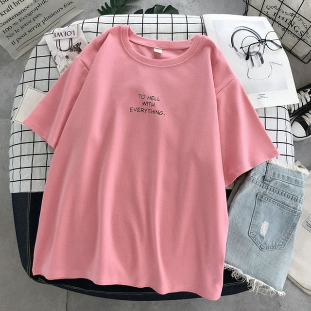 Women Short Sleeve T-shirts Loose Harajuku Plus Size 3XL Letter Printed Chic Simply All-match Women Korean Style Ulzzang Leisure