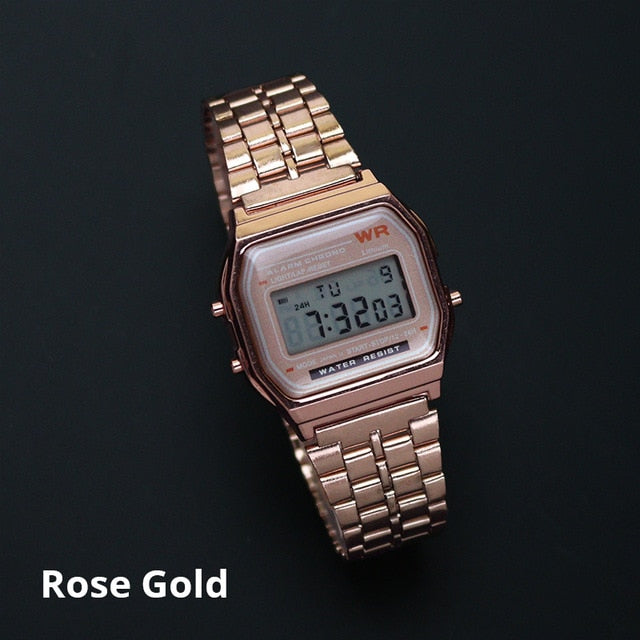 Rose Gold Silver Watches Men Women Electronic Digital Display Retro Style Clock Men's Relogio Masculin Reloj Hombre homme