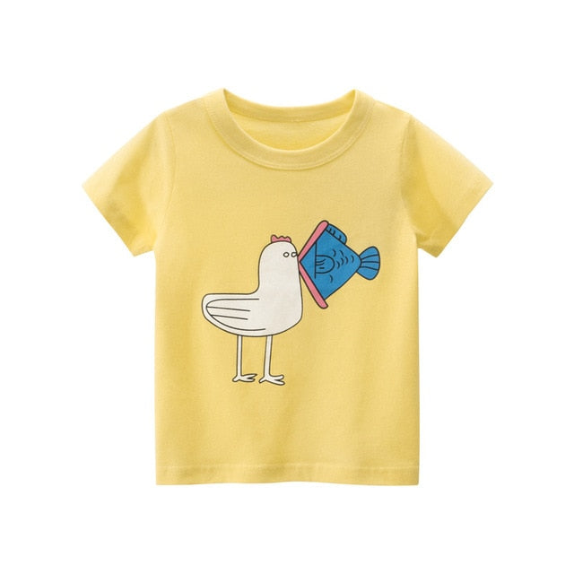 Cotton Children Kids T-shirt Boys 2020 Children Print Dinosaur T Shirt Girls Tops Cartoon Baby Clothes New Arrive 2021 Tee