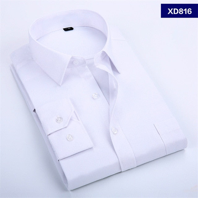 2021 New Men's Dress Shirt Solid Color Plus Size 8XL Black White Blue Gray Chemise Homme Male Business Casual Long Sleeved Shirt