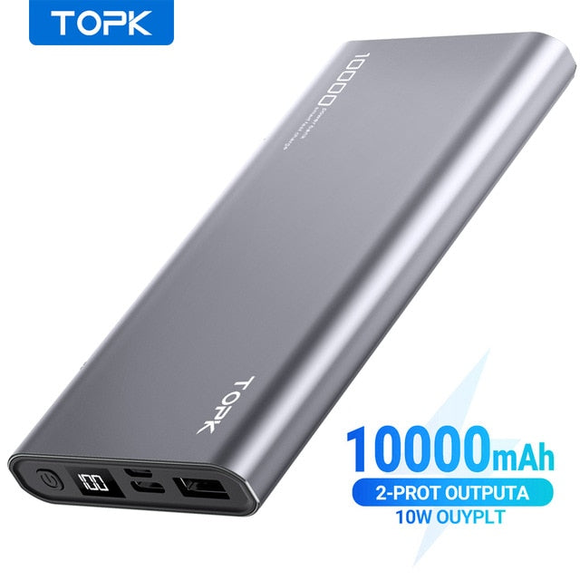 TOPK Power Bank 10000mAh Portable Charger LED External Battery PowerBank PD Two-way Fast Charging PoverBank for iPhone Xiaomi mi